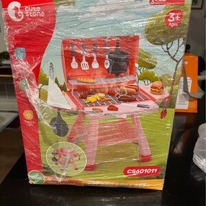 Kids BBQ Grill Set - Red and Gray